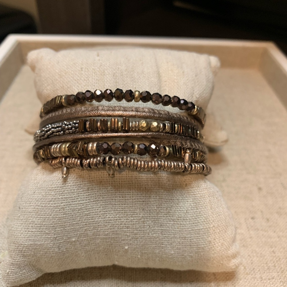 Elegant Bronze Beaded Wrap Bracelet
